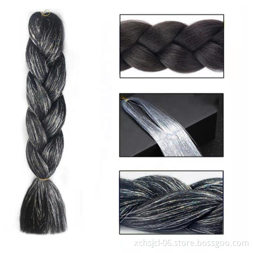 bling Jumbo Braiding Hair Extensions Braiding Hair 24 Inch Ombre Multiple Tone Colored Synthetic Hair for Women